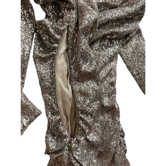 Aidan Mattox Mini Dress Metallic Sparkle Sequins Party Cocktail 6 - Picture 7 of 9
